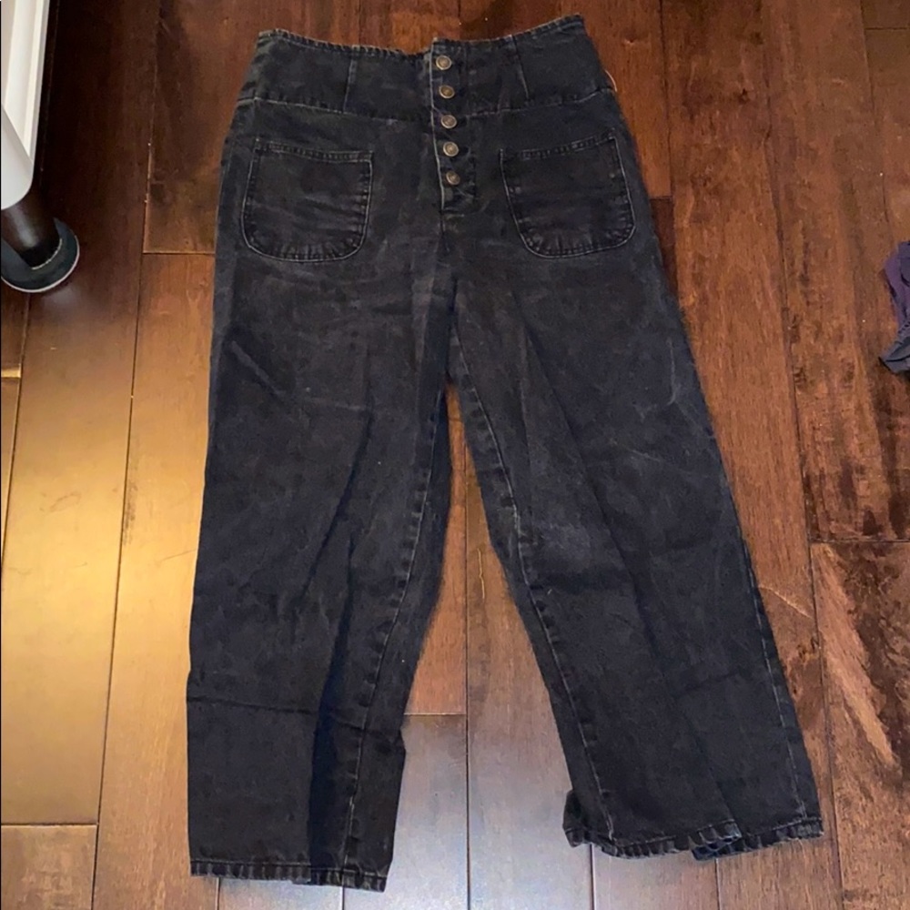 Free People black wide leg jeans size 28